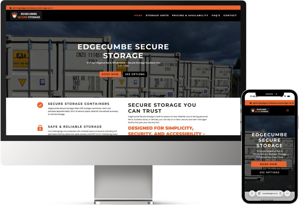 Edgecumbe Secure Storage website build edgecumbe secure storage